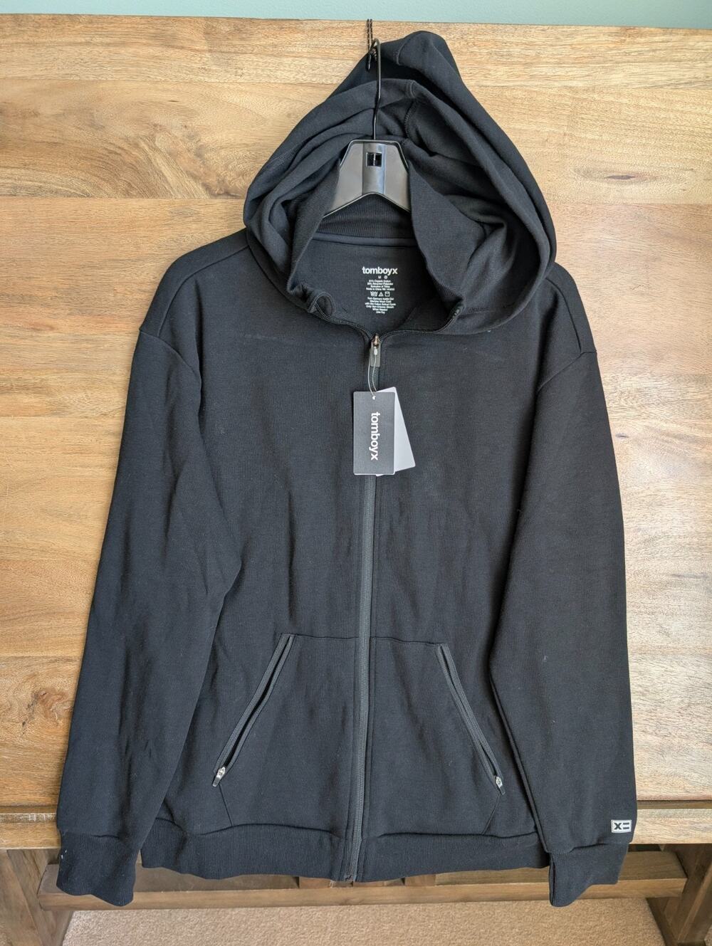 NWT TomboyX Constant Hoodie Unisex Medium Black Relaxed Fit Long Sleeve Full Zip